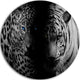 Leopard And Tiger In Black, Animal Digital Art Disc Metal Wall Art, 23"