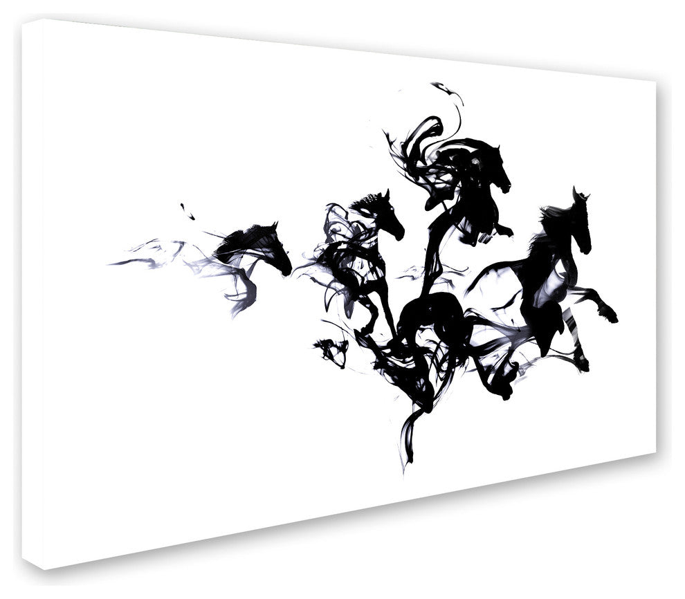 Robert Farkas 'Black Horses' Canvas Art