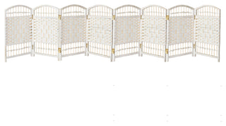 2 ft. Short Fiber Weave Room Divider White 8 Panels