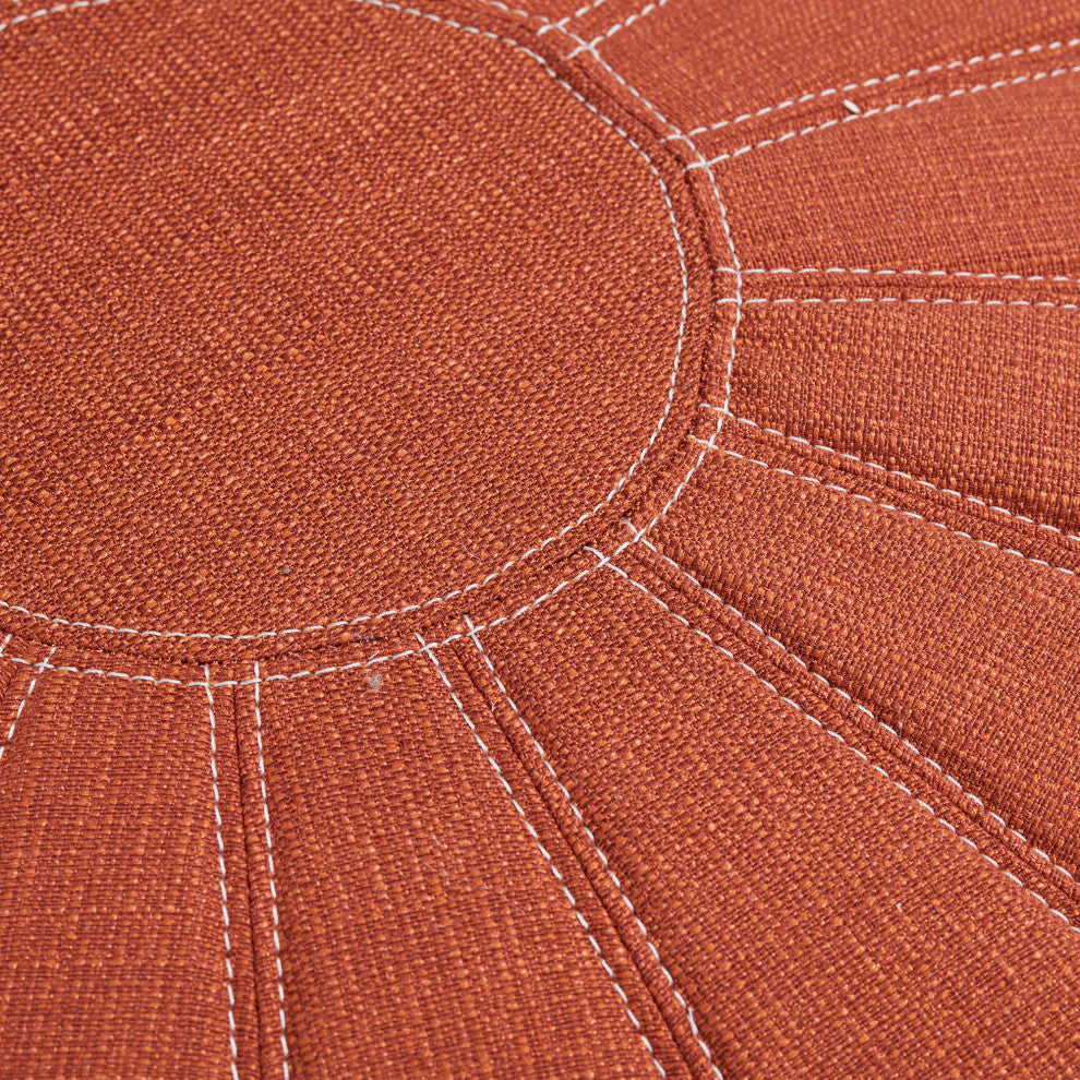 Madison Park Kelsey Round Pouf Ottoman, Orange
