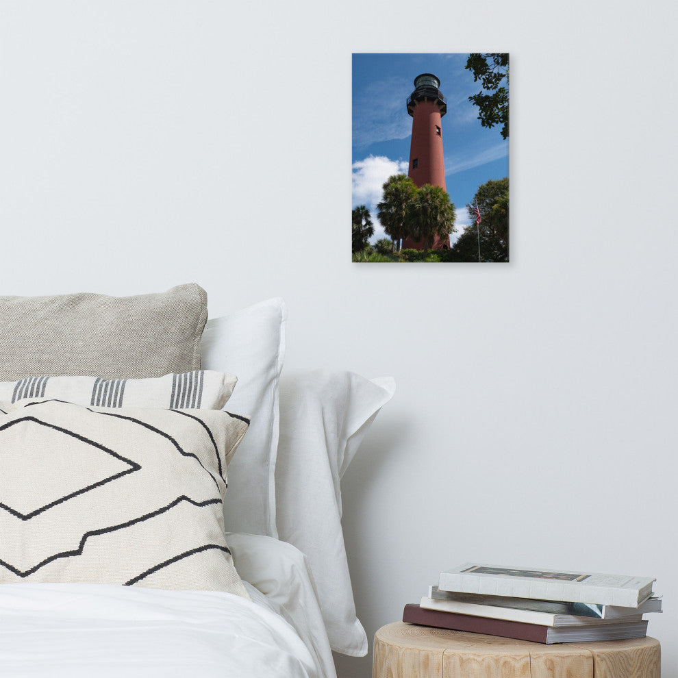 Jupiter Lighthouse 2 Color Coastal Landscape Canvas Wall Art Print, 12" X 16"