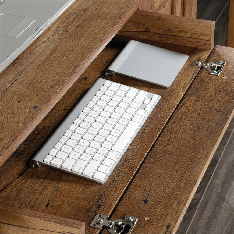 Large Desk, Flip Down Keyboard Tray & Full Extension File Drawer, Vintage Oak