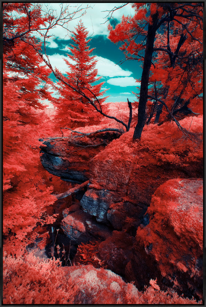 24x36 Here and Elsewhere XVIII, Framed Artwork, Black