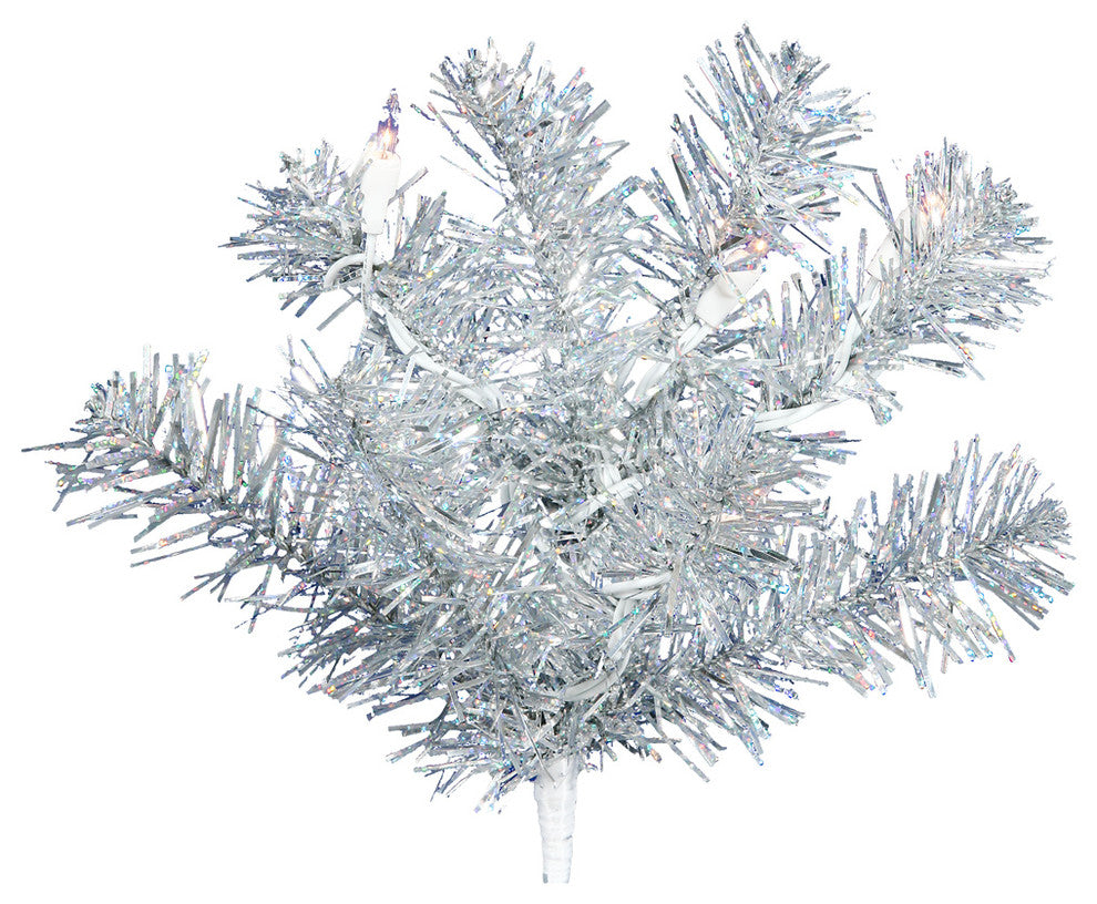 Vickerman B982325Led 24" Silver Christmas Wreath, Warm White Led Mini Lights