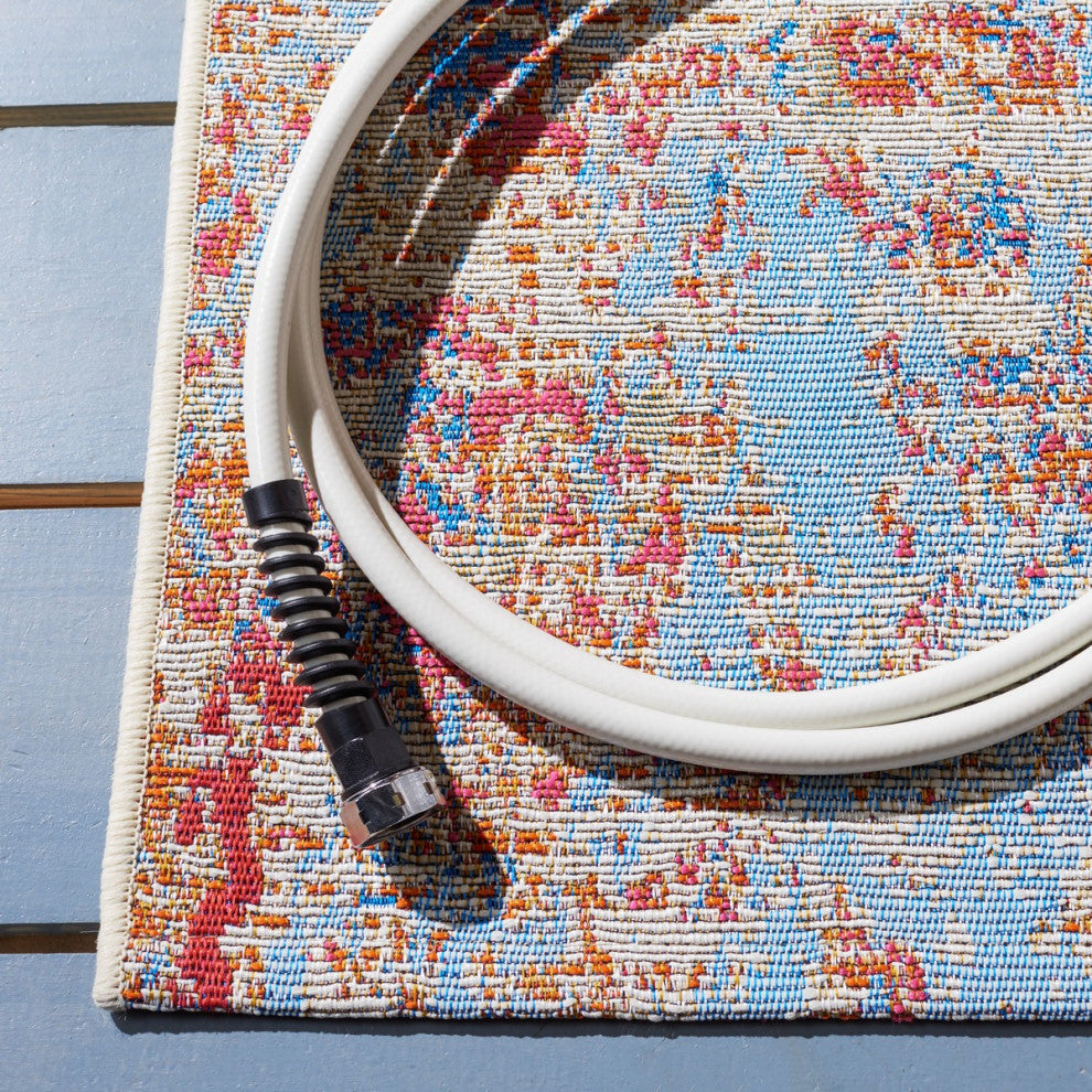 Safavieh Summer SMR451 Indoor-Outdoor Rug, Ivory/Light Blue, 6'6"x9'4"