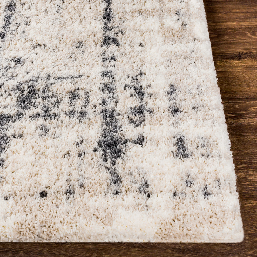 Surya Eskimo Shag ESG-2306 Machine Woven Area Rug, Light Beige, 6'7" x 9'