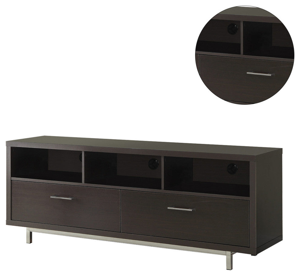 Cappuccino TV Console with 2 Drawers and Open Shelf