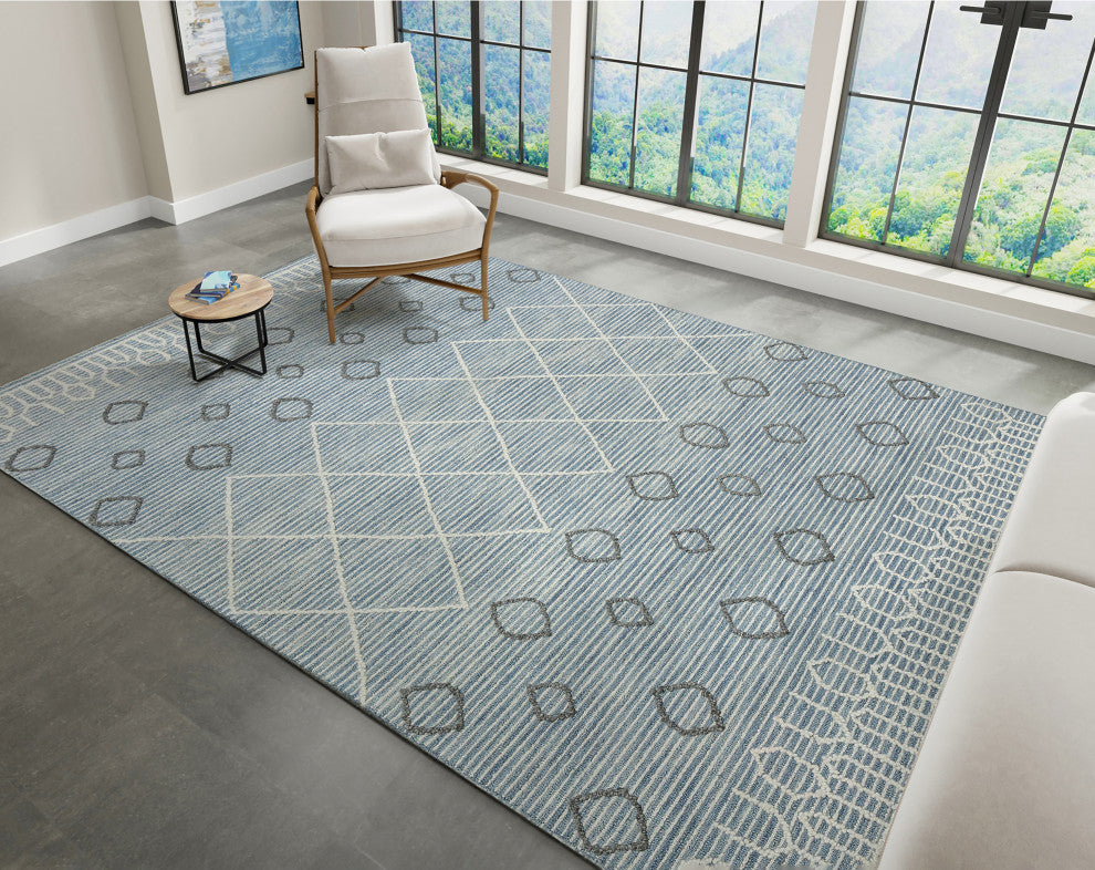 Berlin Lanmore Area Rug, Blue, 9'' x 13'', Geometric