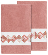 Linum Home Textiles Noah Embellished, Tea Rose, Bath Towel, 2-Piece Set