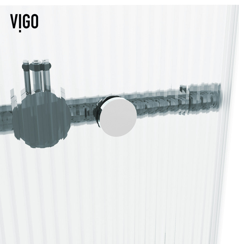 VIGO Elan 56" to 60" W x 74" H Frameless Sliding Shower Door, Chrome, Right, Fluted Glass
