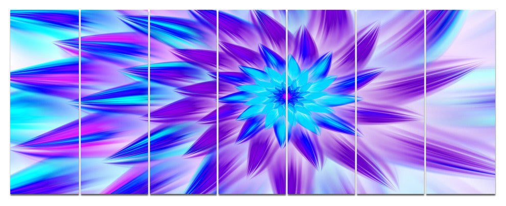 Exotic Blue Flower Petals, Floral Canvas Art Print, 83"x32", 7 Panels