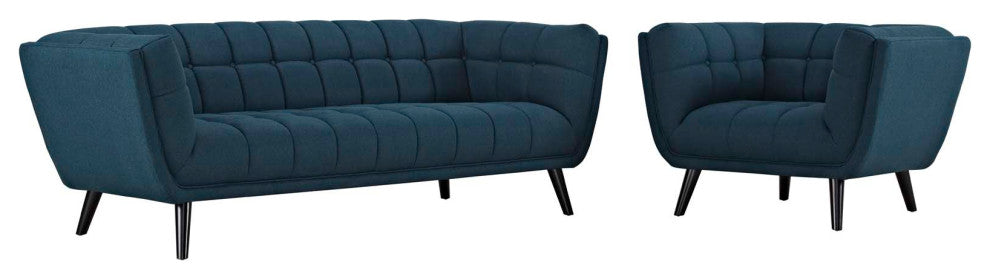 Bestow 2-Piece Upholstered Fabric Sofa and Armchair Set Blue