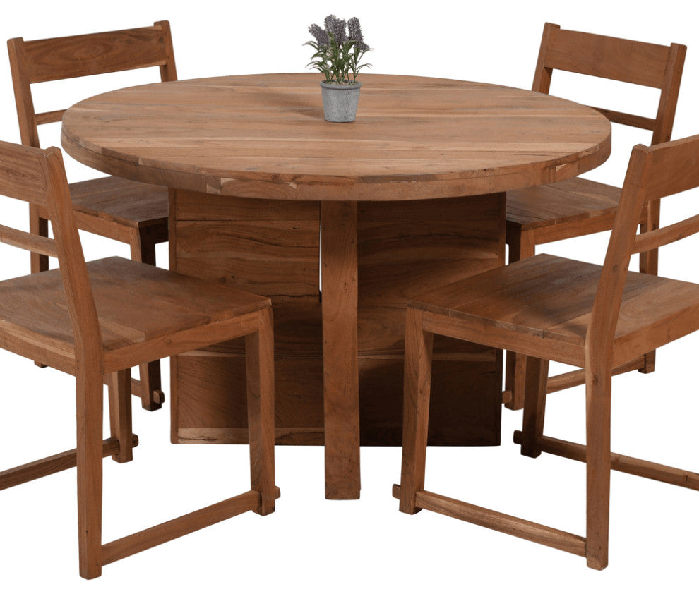 48" Natural Rounded Solid Wood Dining Table