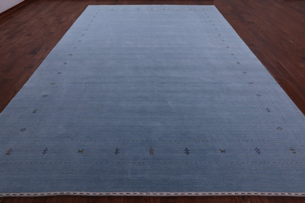 10' 1" X 13' 11" Persian Gabbeh Hand-Knotted Rug Q11373