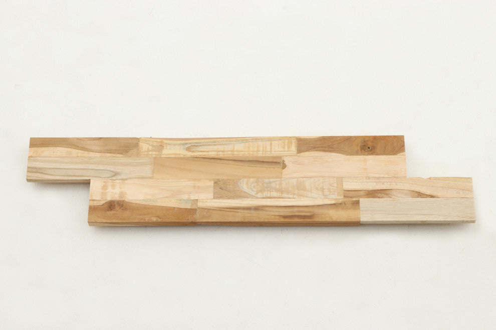 Nordic Natural Style Teak Wall Panel, 11 Pieces
