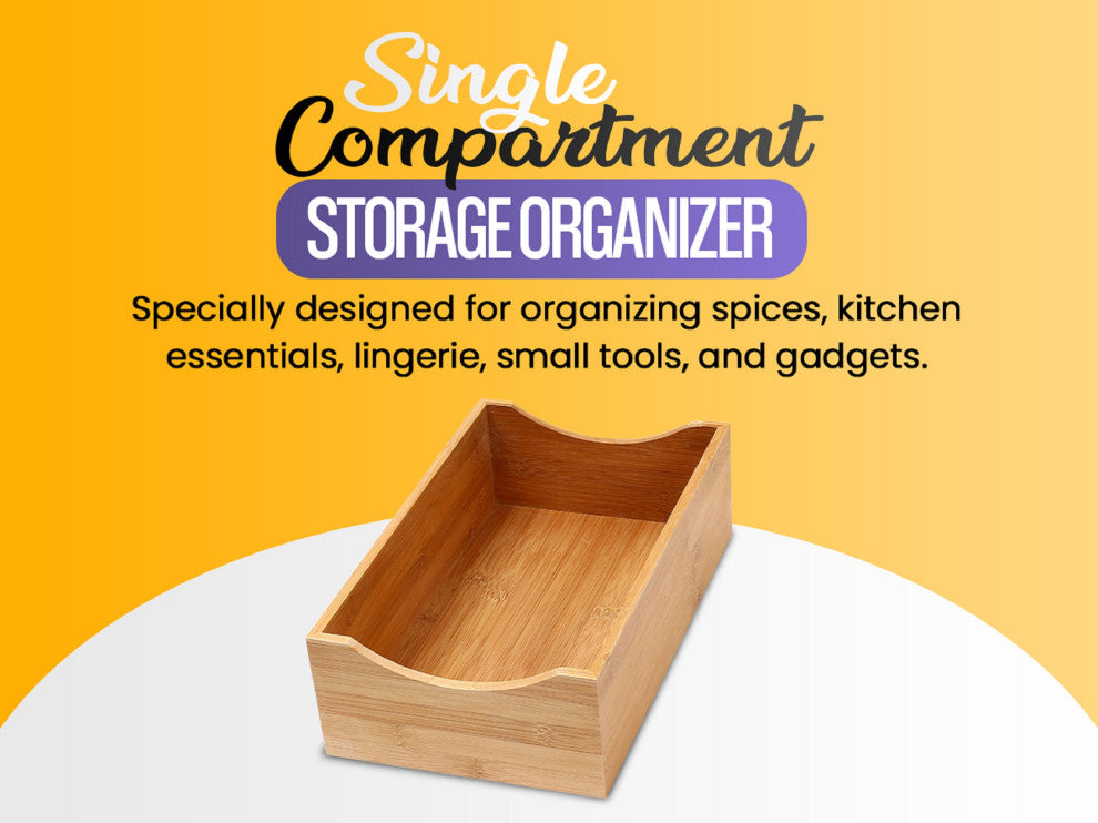 YBM HOME Bamboo 4 Compartment Organizer Tray for Drawers