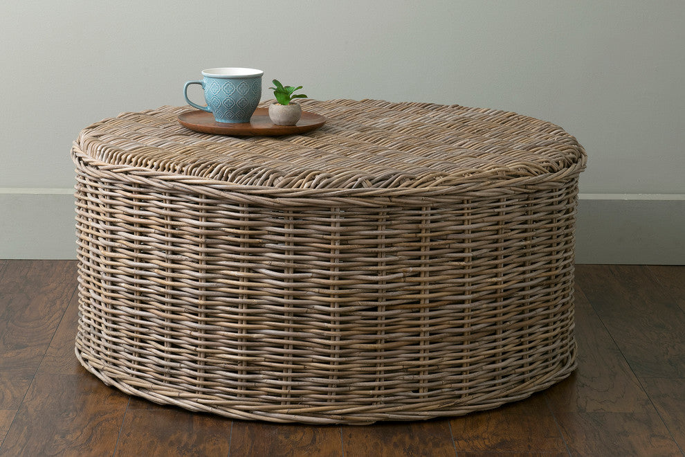 East at Main Bromley Gray Rattan Round Coffee Table