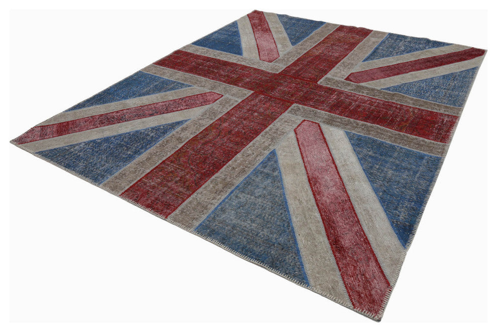 Rug N Carpet - Handmade Oriental 8' 2'' x 10' 1'' Flag Patchwork Rug
