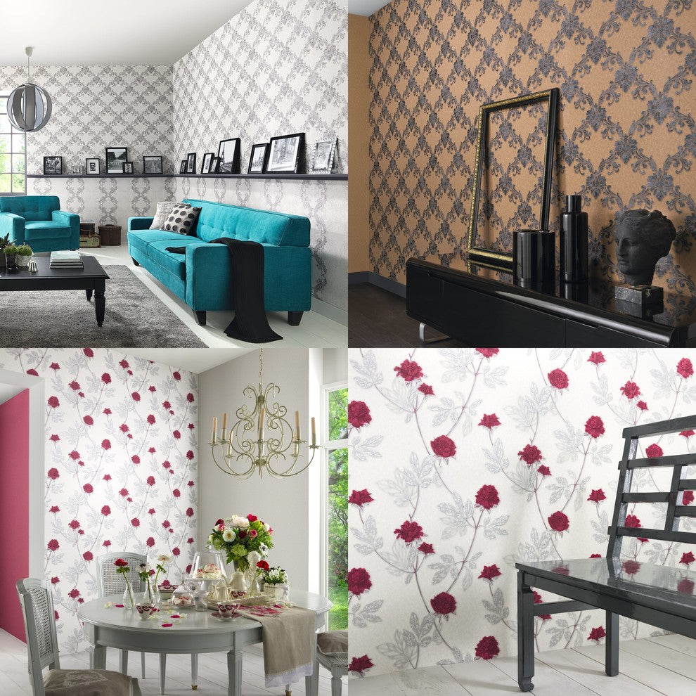 Eterna, Classic Ornamental Design White Wallpaper Roll
