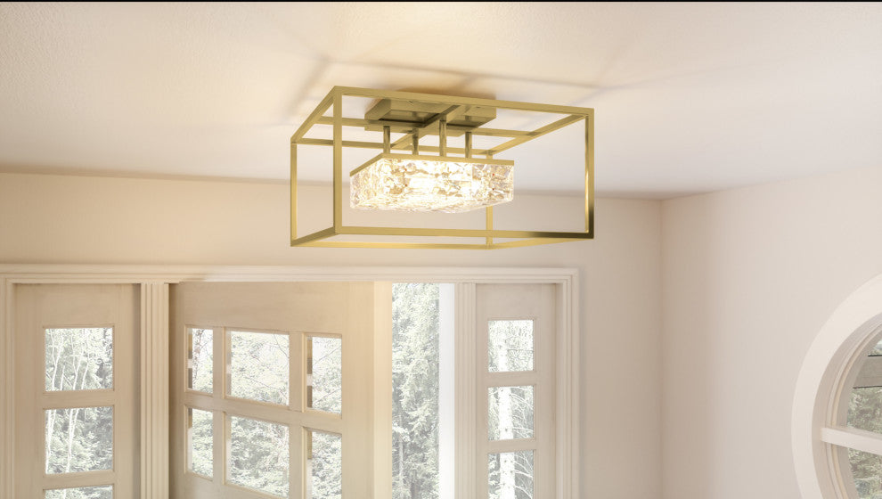 Quoizel PCDZ1716 Dazzle 16"W Flush Mount Square Ceiling Fixture - Soft Gold