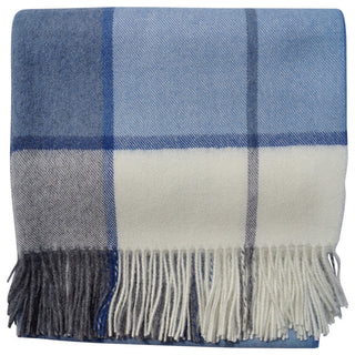 Baby Alpaca Horizon Throw Blanket, Ecru Gray Light Blue