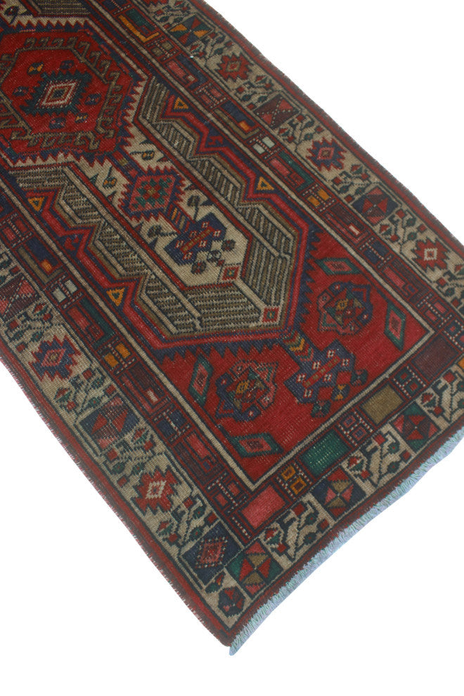 Fine Vintage Distressed Nadereh Rust/Beige Runner, 2'9x10'8