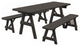 Pressure Treated Pine Picnic Table With 2 Benches, Charcoal Stain, 6 Foot, With Umbrella Hole
