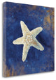 20" Rustic Deep Blue and Gold Starfish Giclee Wrap Canvas Wall Art