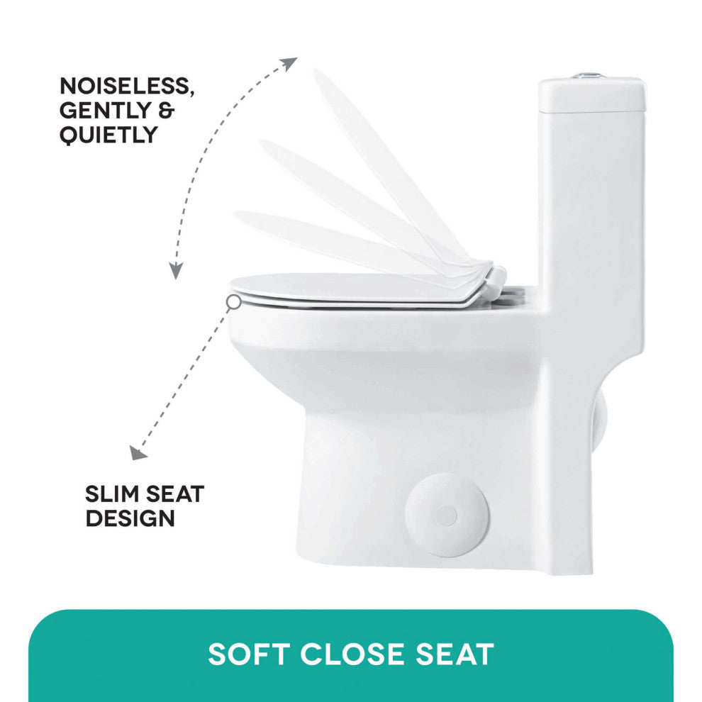 Fine Fixtures Dual-Flush Round One-Piece Toilet, Seat Included, 12" Rough in