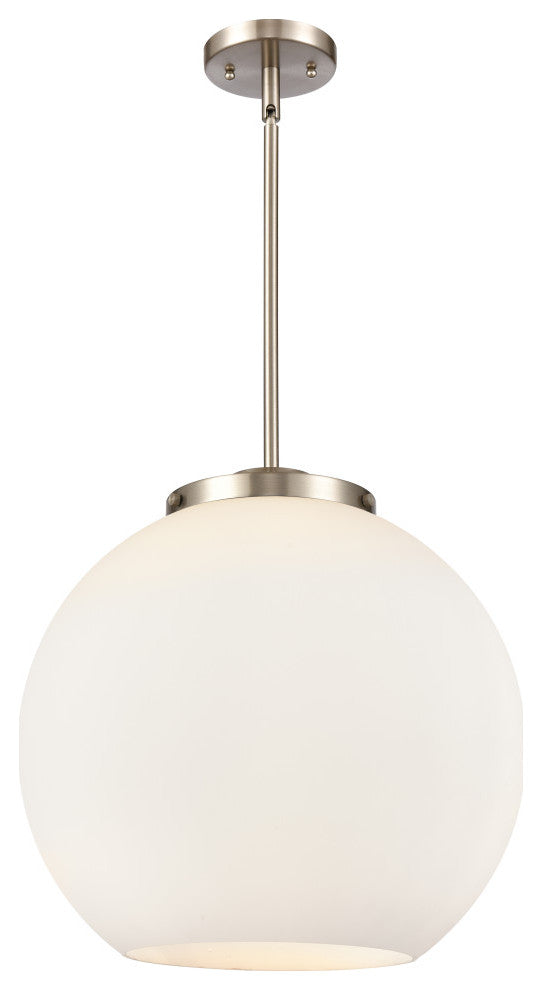 Athens Pendant, Brushed Satin Nickel, Matte White, Matte White