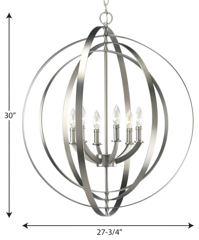 6-Light Foyer, Burnished Silver
