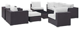 Convene 10 Piece Outdoor Patio Sectional Set, Espresso White