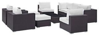Convene 10 Piece Outdoor Patio Sectional Set, Espresso White