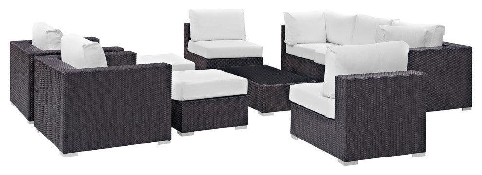 Convene 10 Piece Outdoor Patio Sectional Set, Espresso White