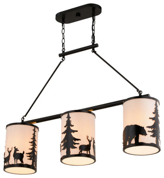 Acadia Three Light Linear Chandelier in Bronze