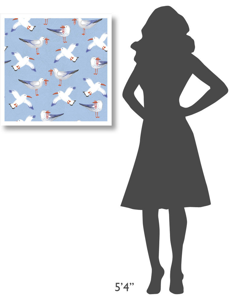 "Coastal Birds Pattern II" Digital Paper Print by Farida Zaman, 26"x26"