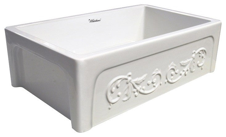 Whitehaus WHSIV3333-WHITE Glencove St. Ives 33" Front Apron Fireclay Sink
