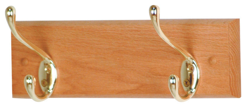 2 Hook Coat Rack, Light Oak