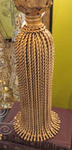28" Gold Iron Tassel Table Lamp, Cottage Contemporary Romantic Ornate White