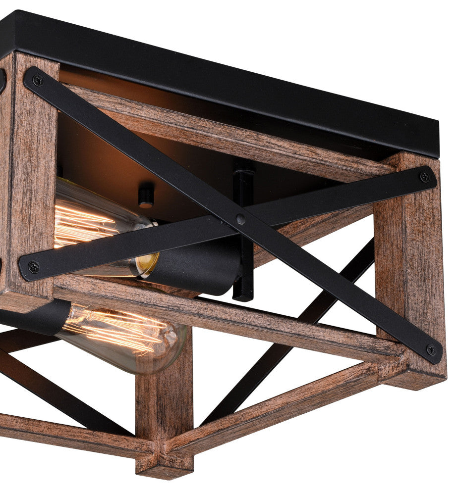 Vaxcel Lighting C0226 Colton 12"W Wood Flush Mount Ceiling - Rustic Oak / Noble