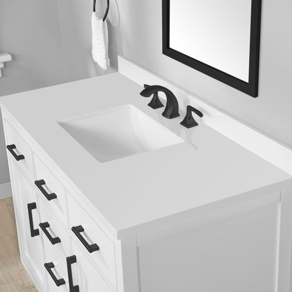 Ove Decors Bailey 48" Single Sink Vanity, White and Nickel Hardware