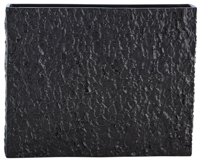 Tree Texture Vase, Matte Black, Wide