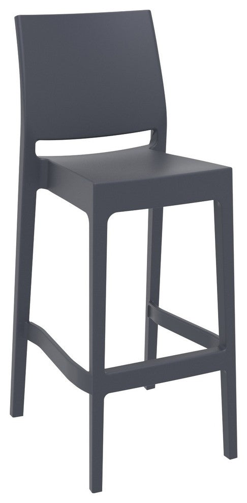 Maya Resin Barstool, Dark Gray, Set of 2