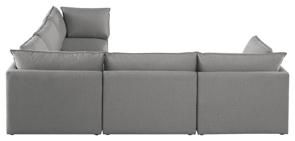 Mackenzie Linen Textured Fabric 5-Piece Modular L-Shaped Sectional, Grey