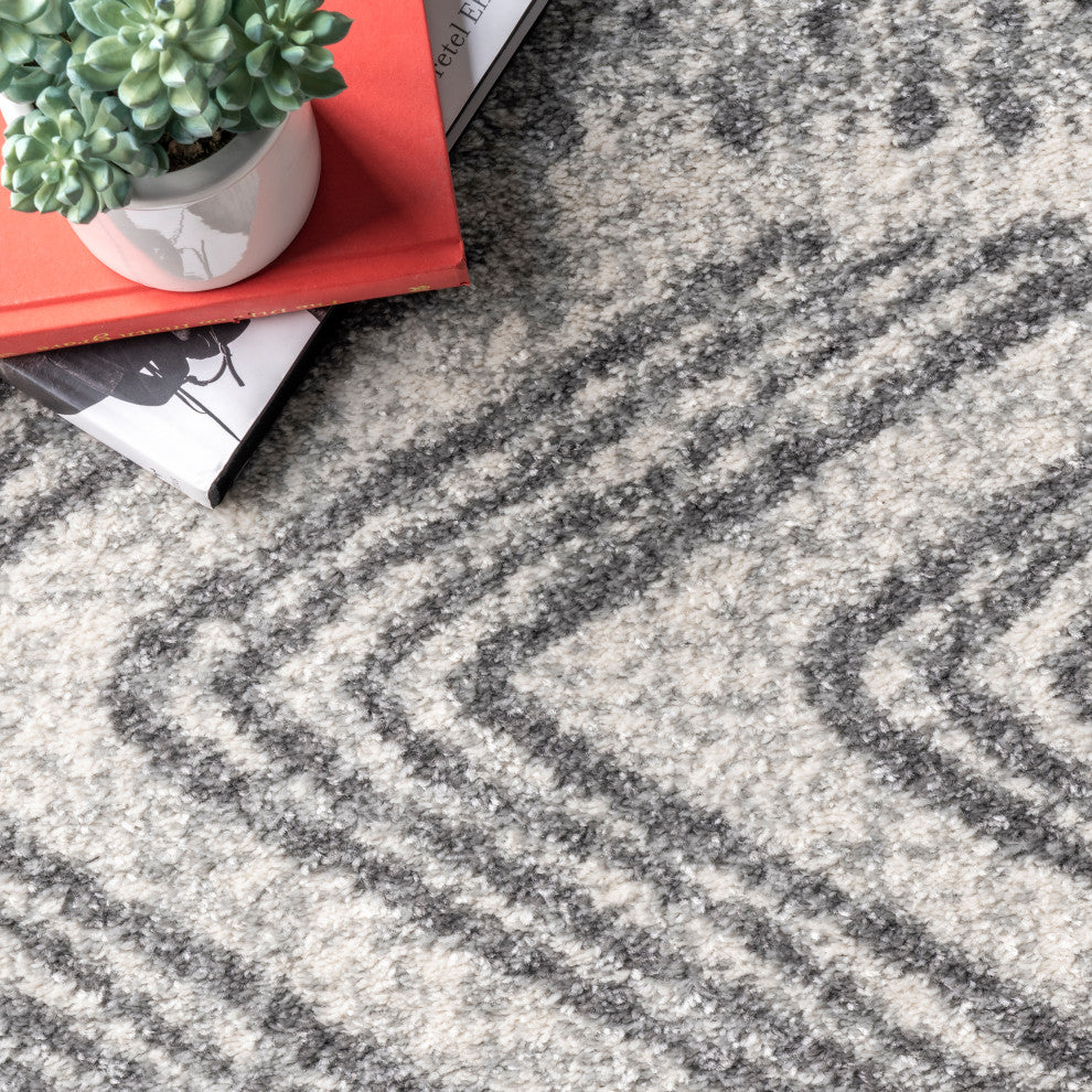 Nuloom Southwestern Tribal Bands, Grey 4'x6'