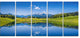 Summer with Clear Mountain Lake, Landscape Canvas Art Print, 60"x28", 5 Panels