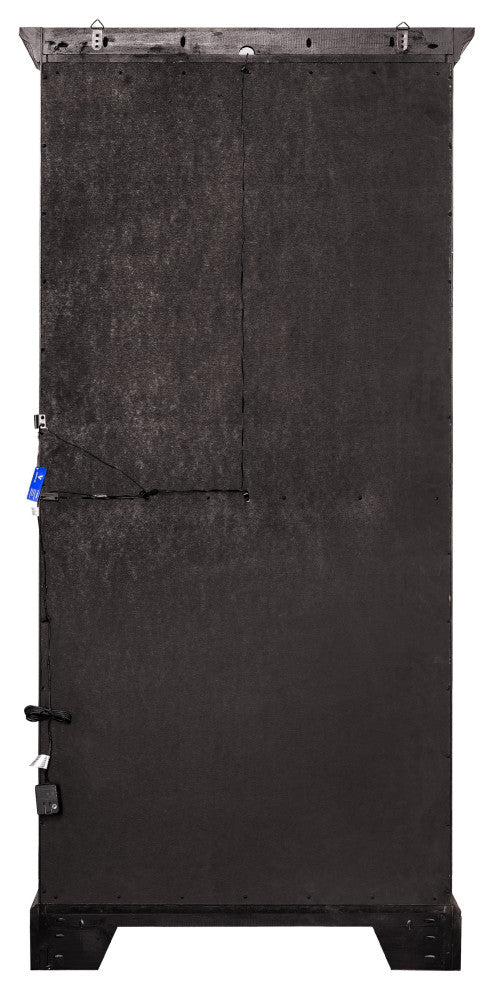 Traditional Sliding Door Curio with Glass Shelves and LED Light