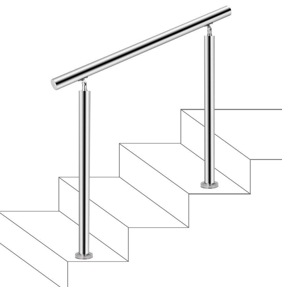 Stainless Steel Handrail Silver Outdoor Stair Railing, 39.4in/100cm