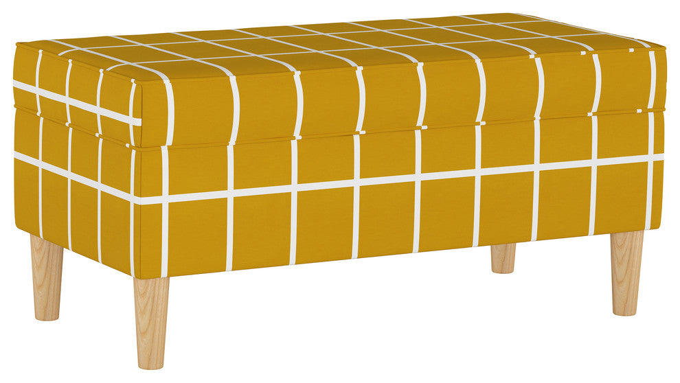 Elliot Storage Bench, Rectangle Grid Mustard