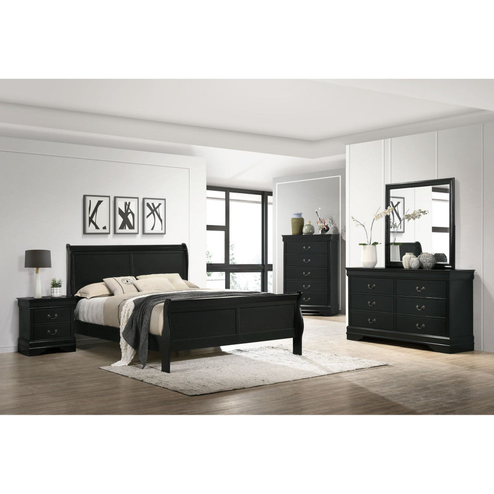 Louis Philippe 6 Drawer Dresser, Black